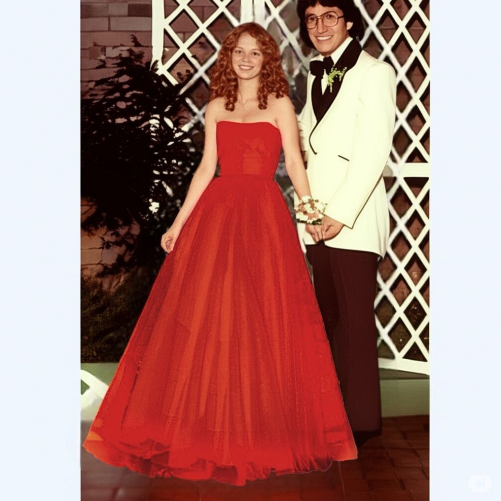 Vintage 1960s Striking Mike Benet Red Ballgown Vtg Prom Dress